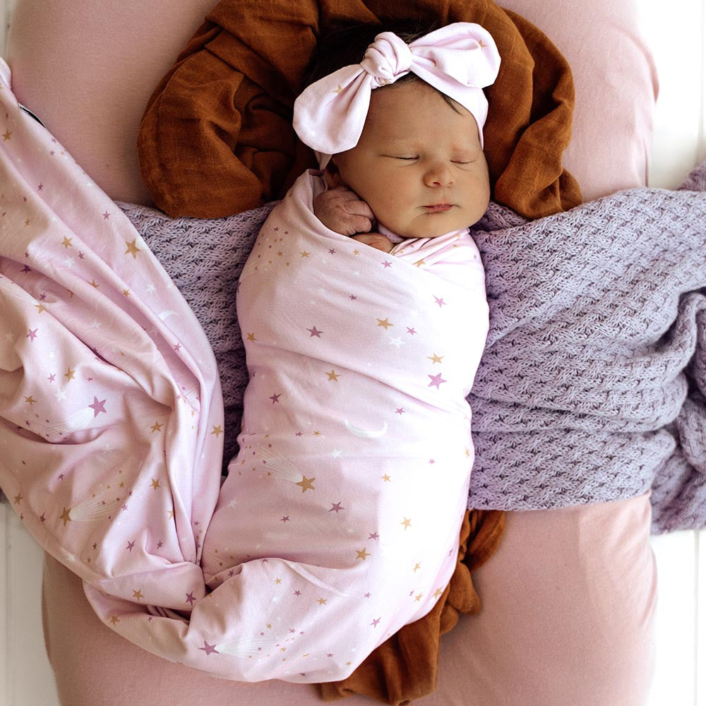 Snuggle Hunny Jersey Wrap and Headband Set - Twinkle