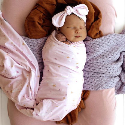 Snuggle Hunny Jersey Wrap and Headband Set - Twinkle
