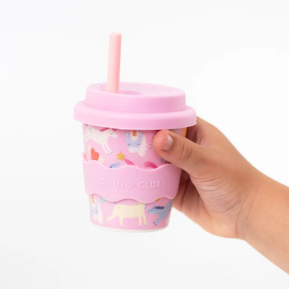 CHINO CLUB BABY CHINO CUP WITH LID | PINK UNICORN