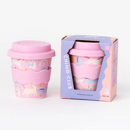 CHINO CLUB BABY CHINO CUP WITH LID | PINK UNICORN