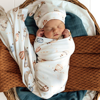 Snuggle Hunny Jersey Wrap and Beanie Set | Up & Away