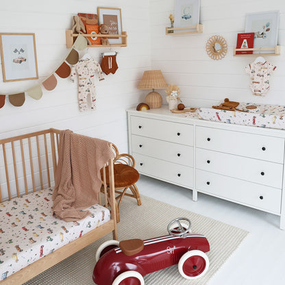 Snuggle Hunny Fitted Cot Sheet - Vintage Cars