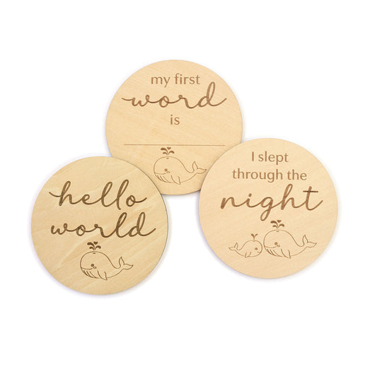 SNUGGLE HUNNY | WOODEN MILESTONE DISCS | WHALE