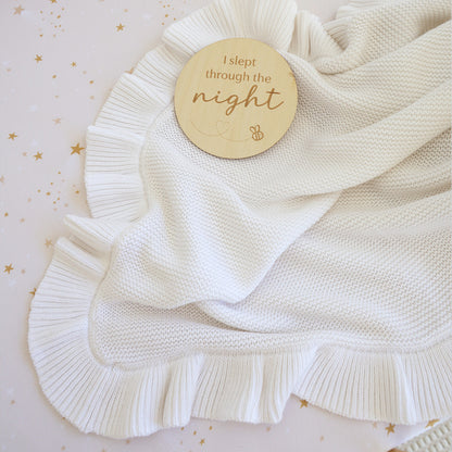 SNUGGLE HUNNY ORGANIC RUFFLE KNIT BLANKET | WHITE