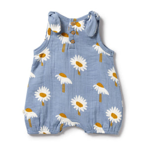 Wilson + Frenchy Organic Crinkle Tie Playsuit - Daisy Floral