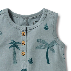 Wilson + Frenchy Organic Cotton Growsuit - Palm Days