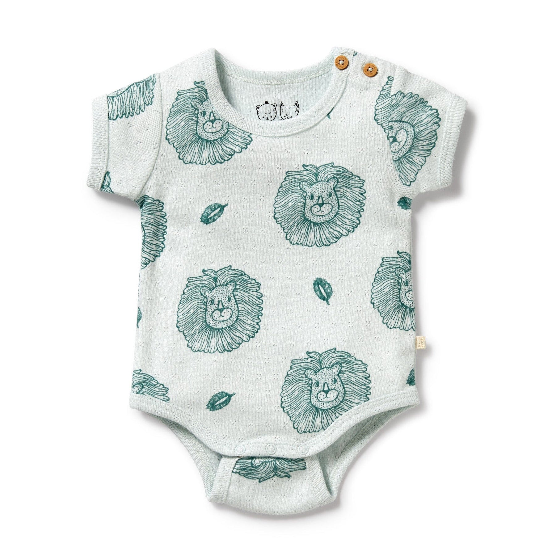 Wilson + Frenchy Organic Pointelle Short Sleeve Bodysuit - Little Lion