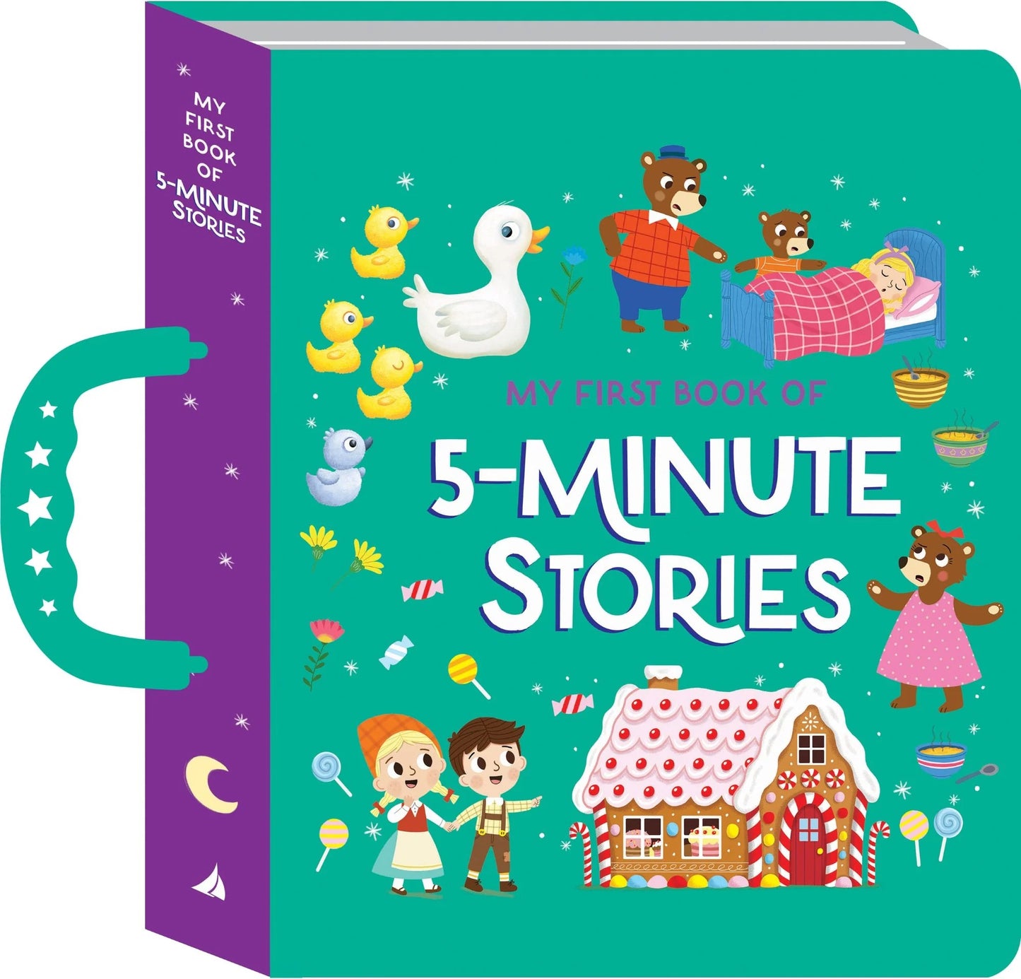Children's book titled 'My First Book of 5-Minute Stories' with colorful illustrations on a white background