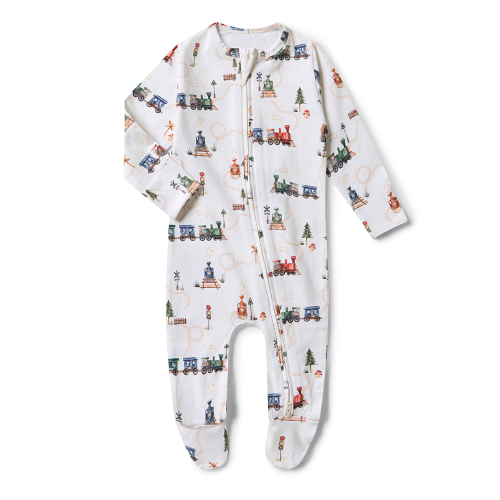 Snuggle Hunny Snuggle Sleepsuit Zip Footie - Trains
