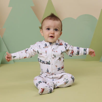 Snuggle Hunny Snuggle Sleepsuit Zip Footie - Trains