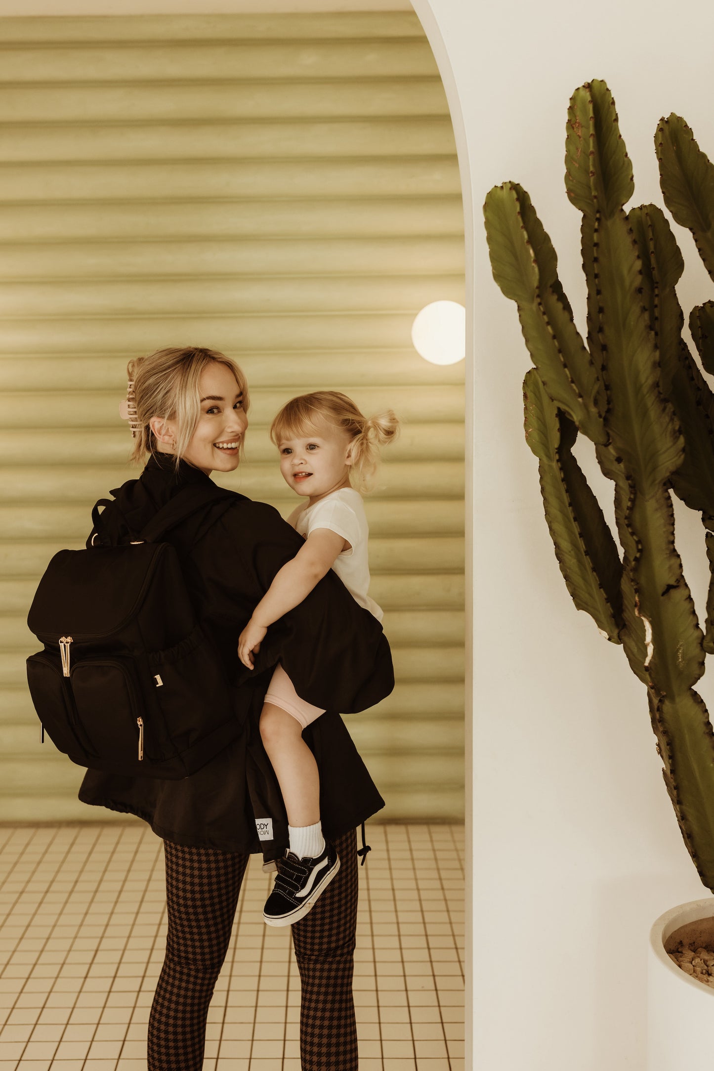 Oioi Nylon Nappy Backpack - Black/Gold