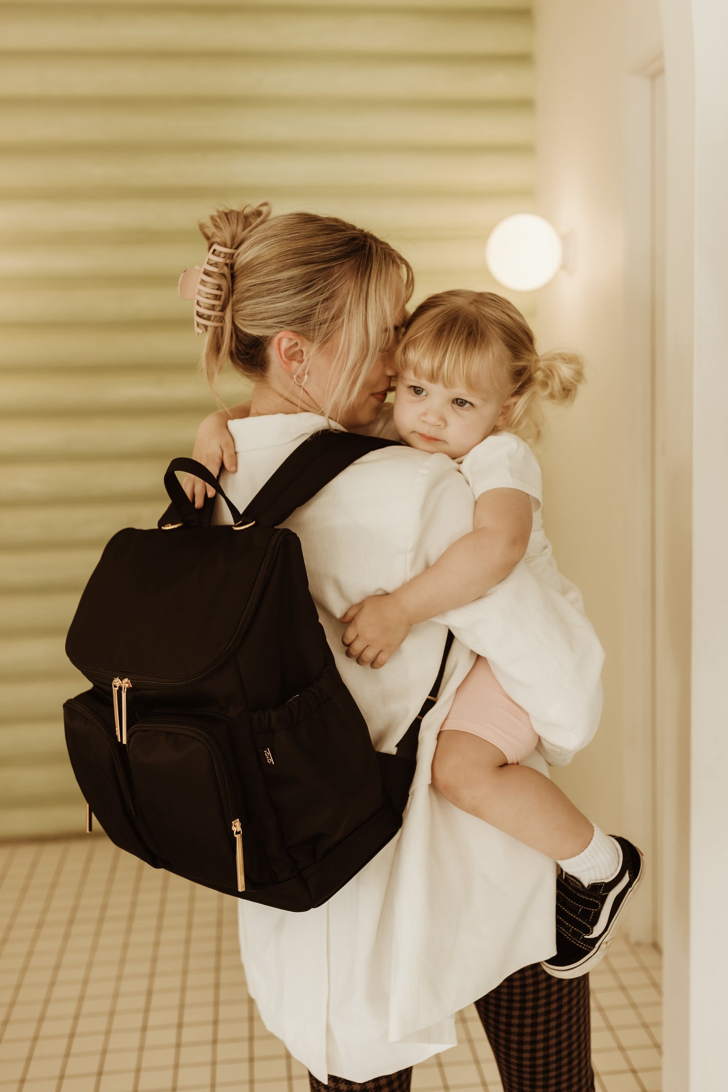 Oioi Nylon Nappy Backpack - Black/Gold