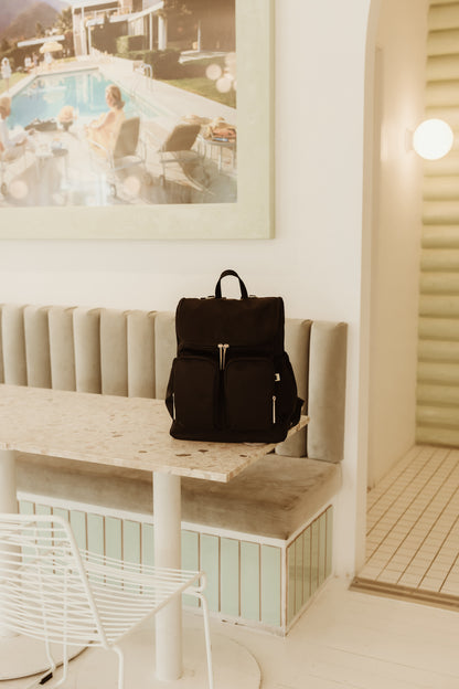 Oioi Nylon Nappy Backpack - Black/Gold