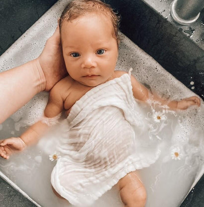 Organic Cotton Gauze Wash Cloth/Burp Cloth - White