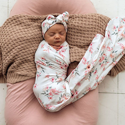 Snuggle hunny jersey wrap and headband set - angus and dudley