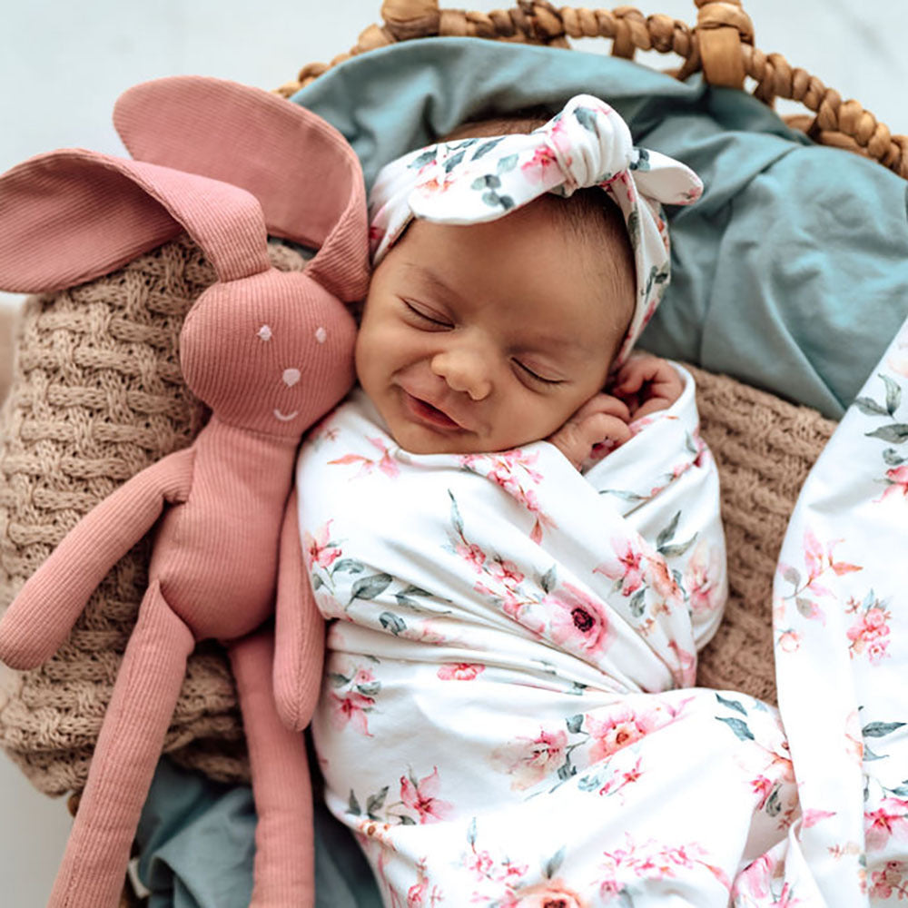 Snuggle Hunny Jersey Wrap and Headband Set - Camille