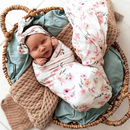 snuggle hunny floral muslin wrap - angus and dudley