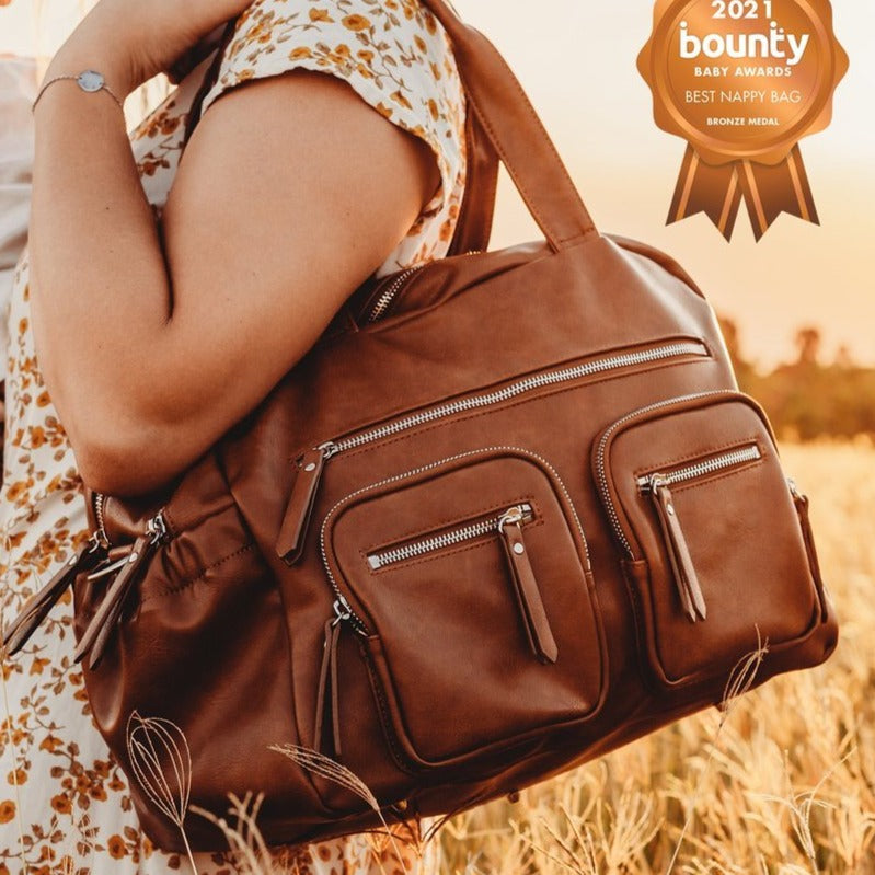 Oioi Faux Leather Nappy Carry All - Tan