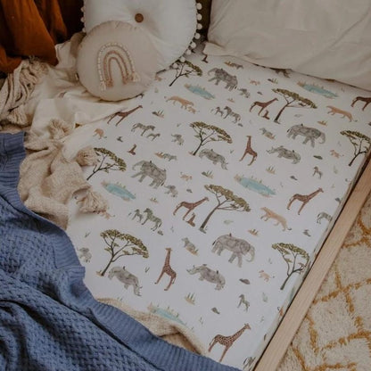 Snuggle Fitted Cot Sheet - Safari - Angus & Dudley Collections