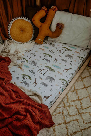 Snuggle Fitted Cot Sheet - Safari - Angus & Dudley Collections