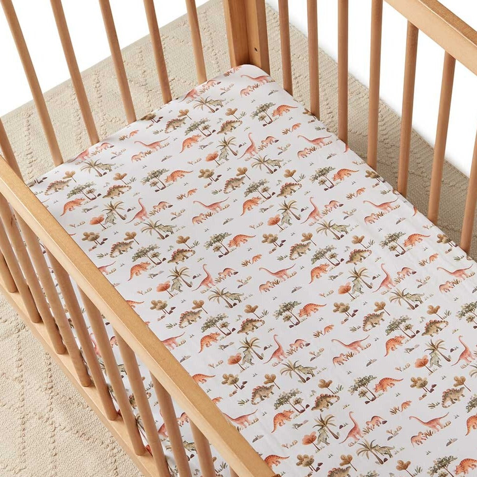 snuggle hunny fitted dino cot sheet - angus and dudley