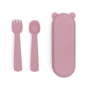 We Might Be Tiny Feedie Fork & Spoon Set - Dusty Rose -  Angus & Dudley