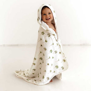 Snuggle Hunny Hooded Organic Cotton Towel - Green Palm