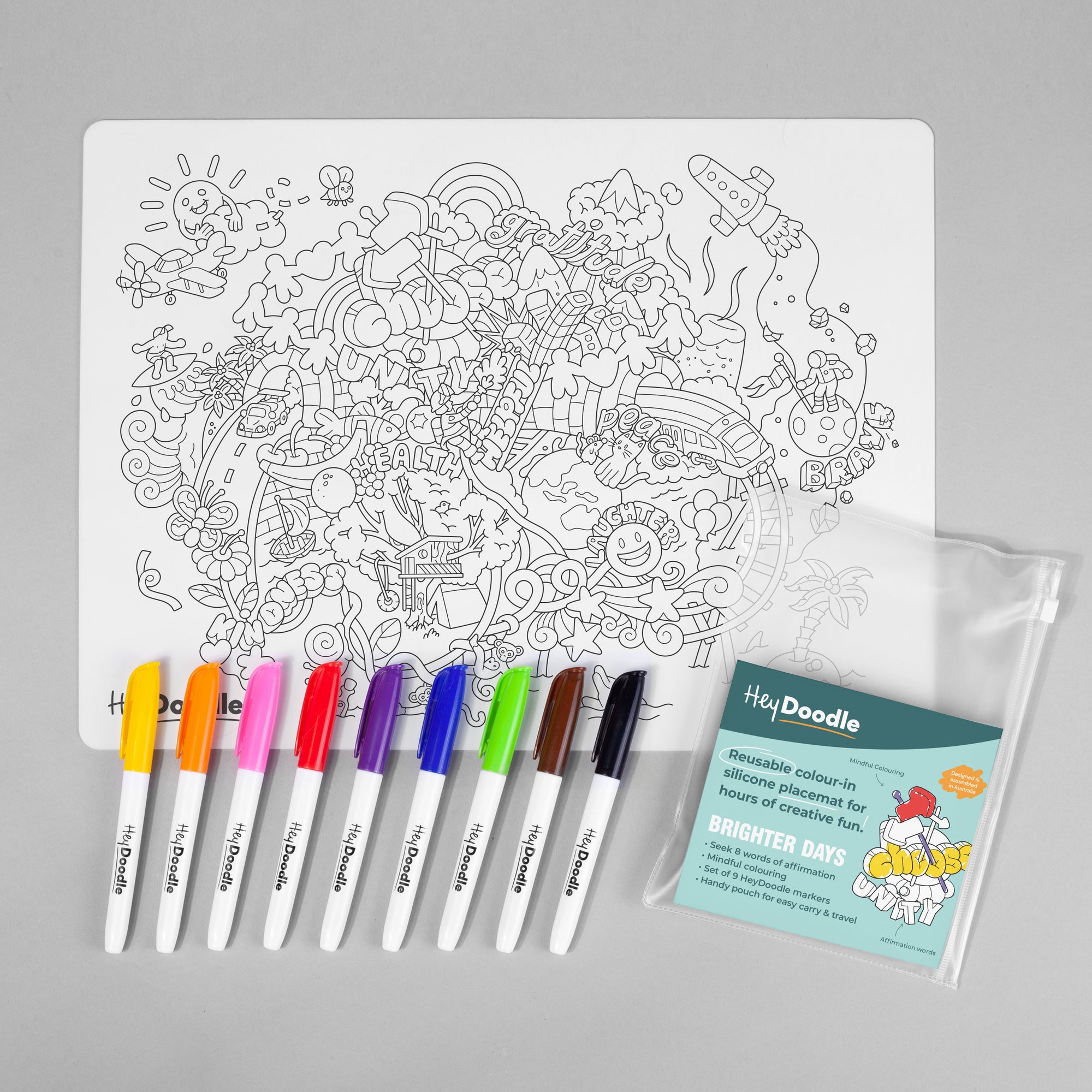 Hey doodle silicone colouring mat - angus and dudley