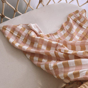 Milky Designs baby bay swaddle/wrap - Peach Gingham - Angus & Dudley Collections