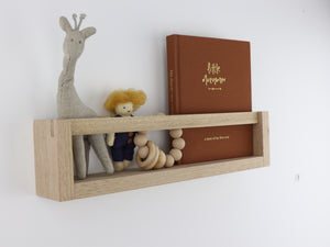 Kids Oak Timber Book Shelf - Low Square