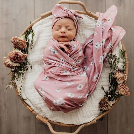 Snuggle Hunny Baby Jersey Wrap & Headband Set 