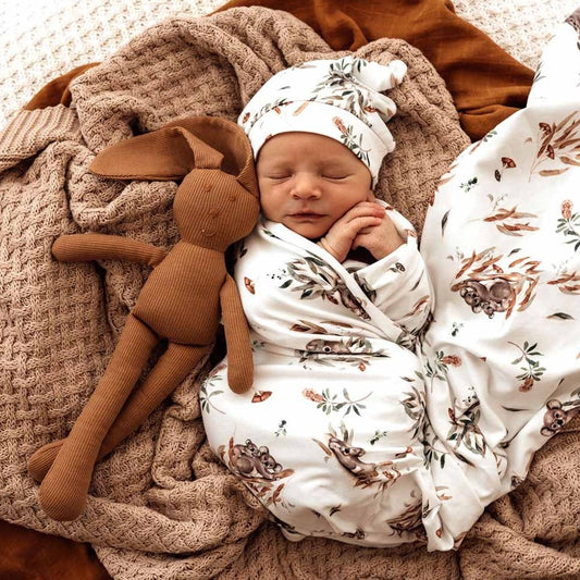 snuggle hunny swaddle and beanie koala - angus and dudley