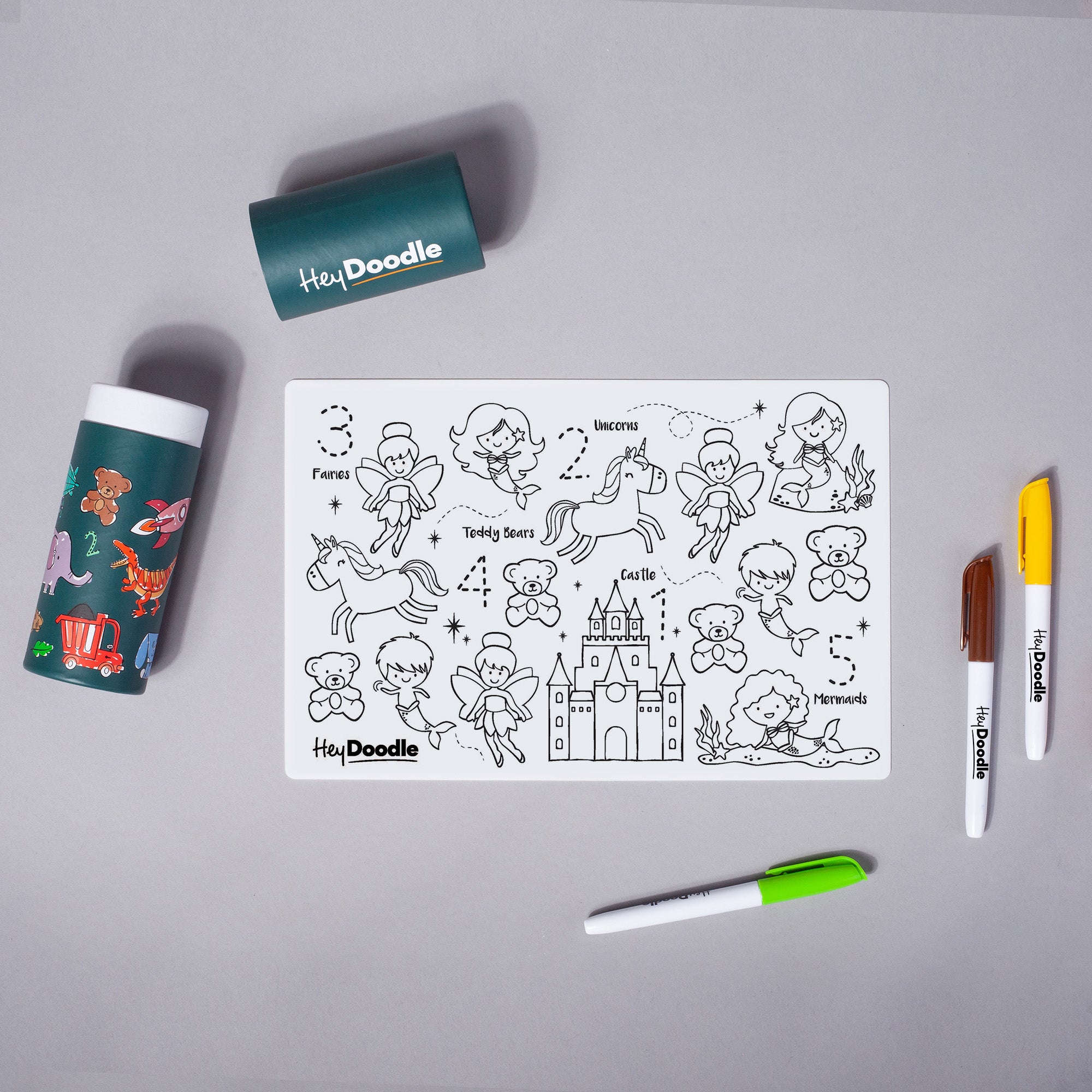 Hey Doodle silicone colouring mat - angus and dudley