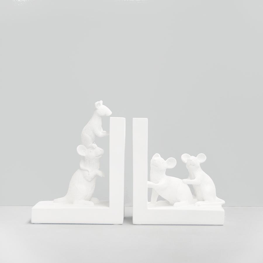 Mouse Bookends - White
