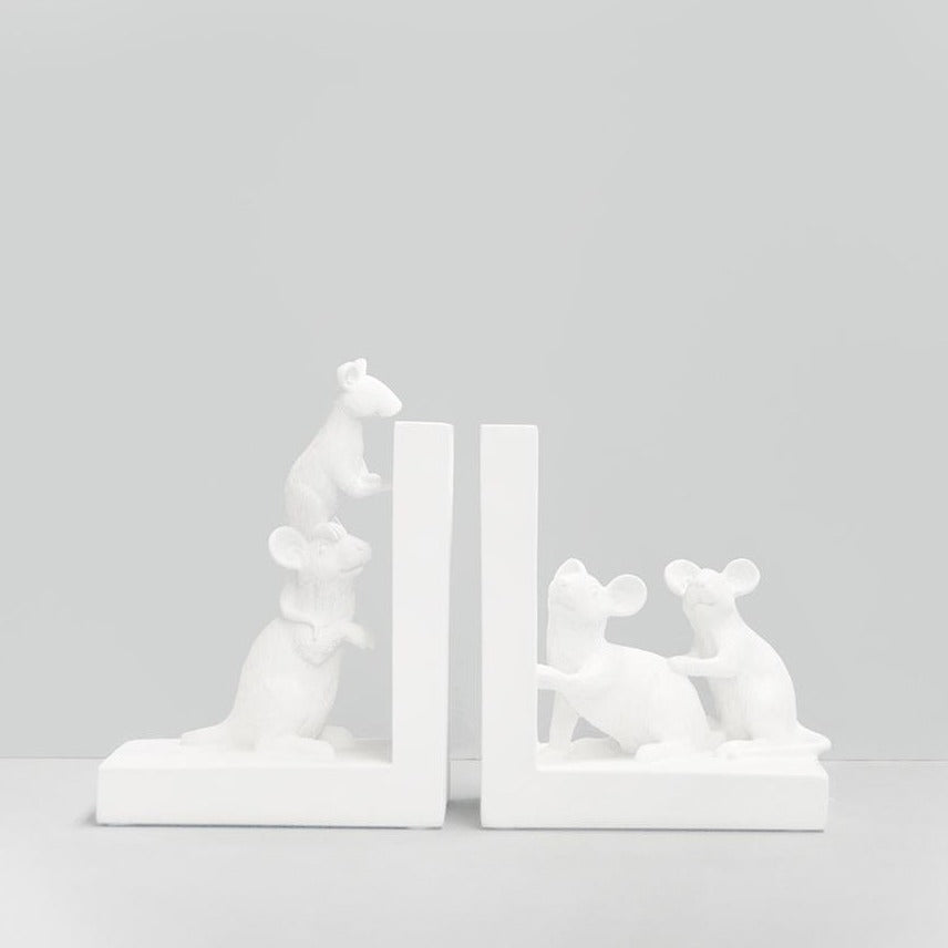 Mouse Bookends - White