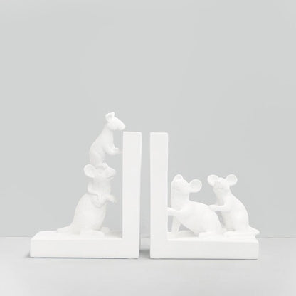 Mouse Bookends - White