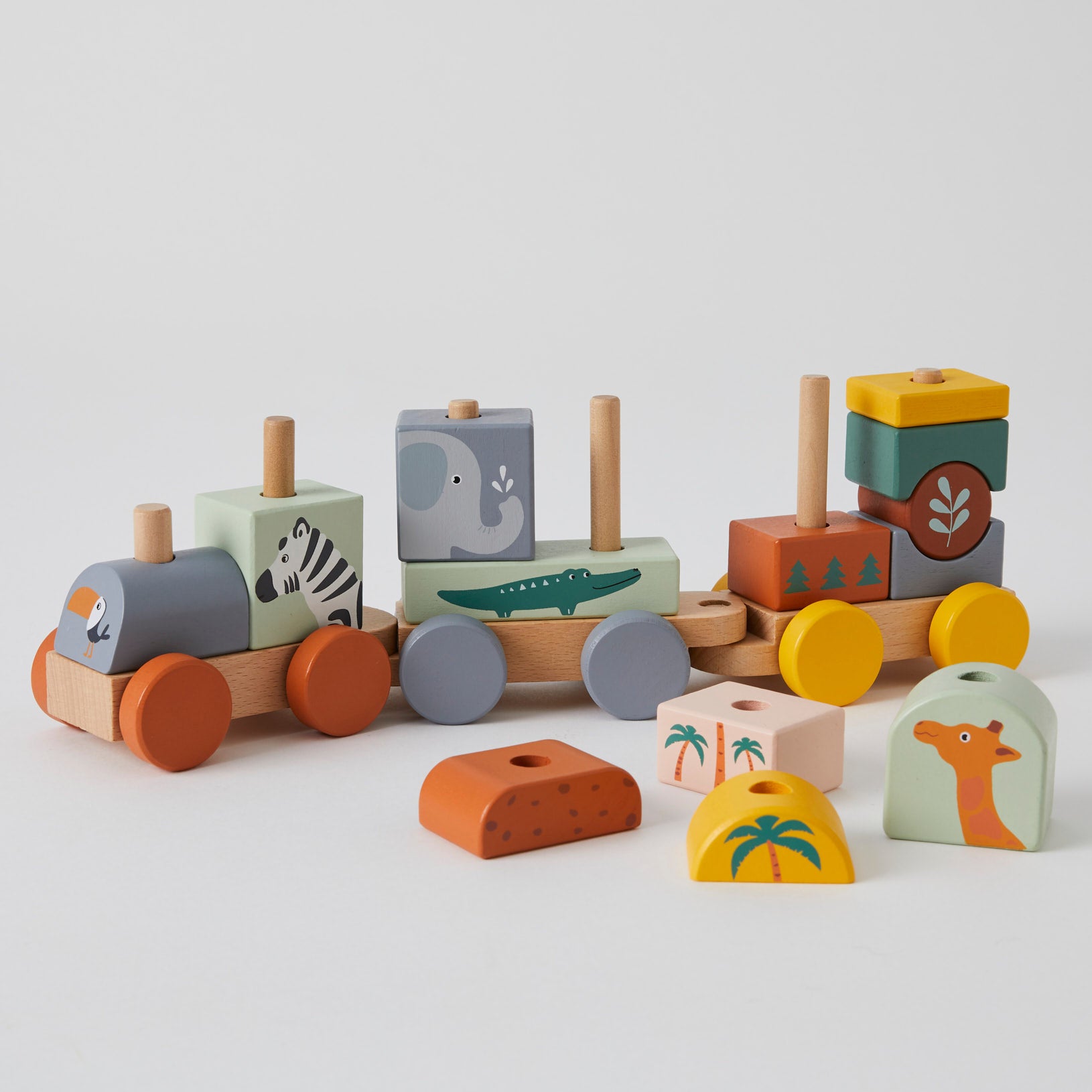 wooden baby train set - angus and dudley
