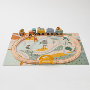 Wooden animal train puzzle set - angus and dudley