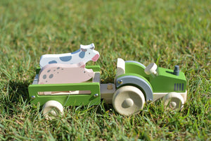 Wooden Tractor, Trailer and Farm Animals