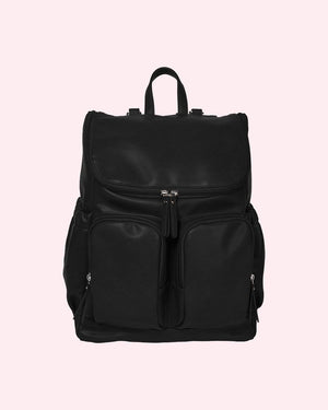 Oioi Faux Leather Nappy Backpack - Black