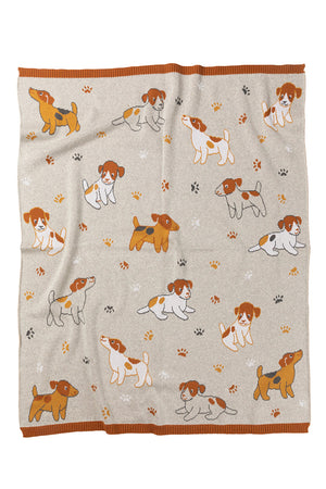 Baby Knit Cotton Blanket - Playful Puppies