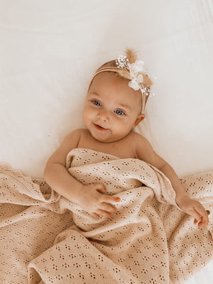 Vintage Pointelle Baby Blanket - Honey Milk