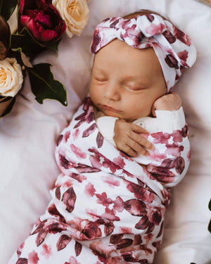 Baby Jersey Wrap & Topknot Set - Fleur - Angus & Dudley Collections