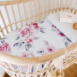 Snuggle Fitted Bassinet & Change Pad Cover - Lilac Skies - Angus & Dudley Collections