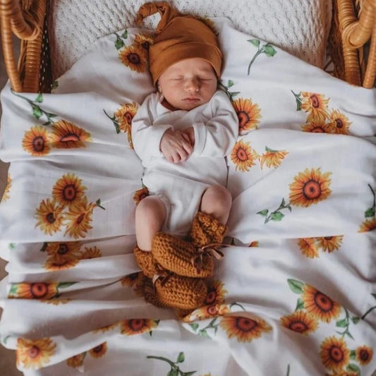 Snuggle Organic Cotton Muslin Wrap - Sunflower - Angus & Dudley Collections
