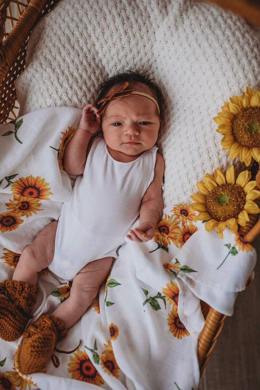 Snuggle Organic Cotton Muslin Wrap - Sunflower - Angus & Dudley Collections