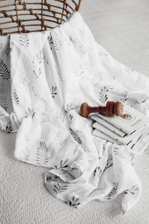 Organic Cotton Muslin Wrap - Wild Fern - Angus & Dudley Collections