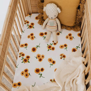 snuggle hunny kids fitted cotton cot sheet - Sunflower