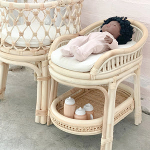 Tiny Harlow Rattan Doll's change table
