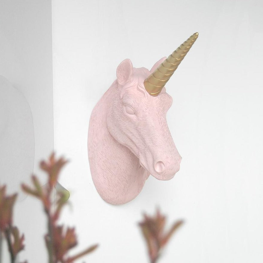 Unicorn Head Wall Hanging - Pink/Gold